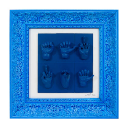 Quadro Mani Monocrome Blu 38x38