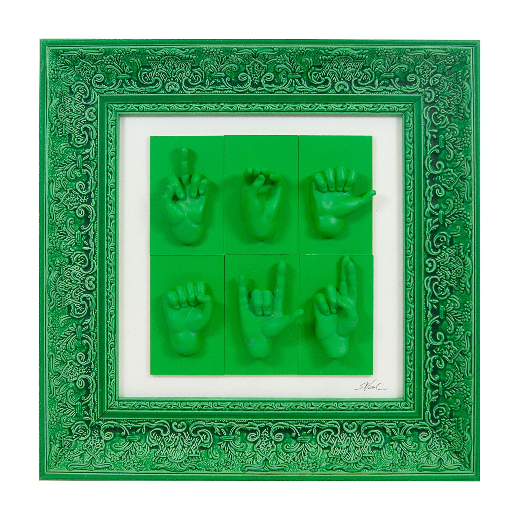 Quadro Mani Monocrome Verde 38x38