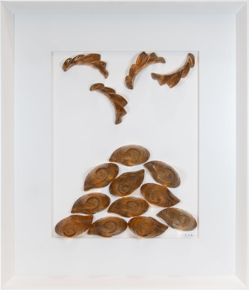 Napul è mille culur, Vesuvio Terra mia - quadro con sculture in resina trasparente gialla con  cornice artigianale italiana