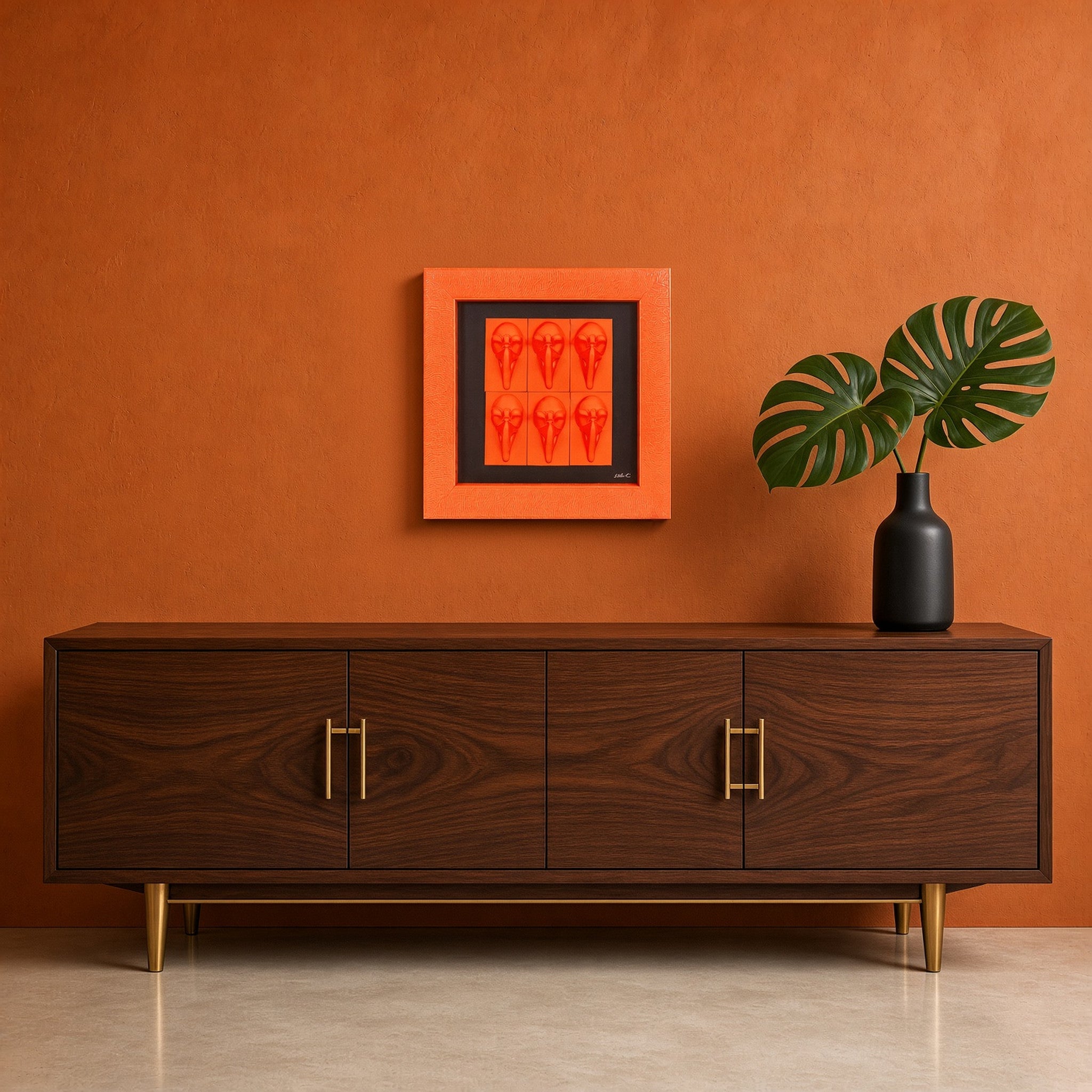 Quadro Pulcinella Monocrome Arancio 32,5x32,5