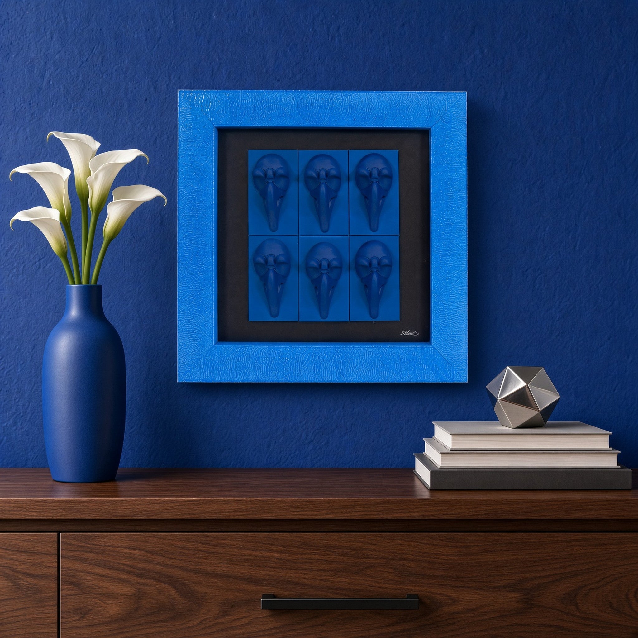 Quadro Pulcinella Monocrome Blu 32,5x32,5