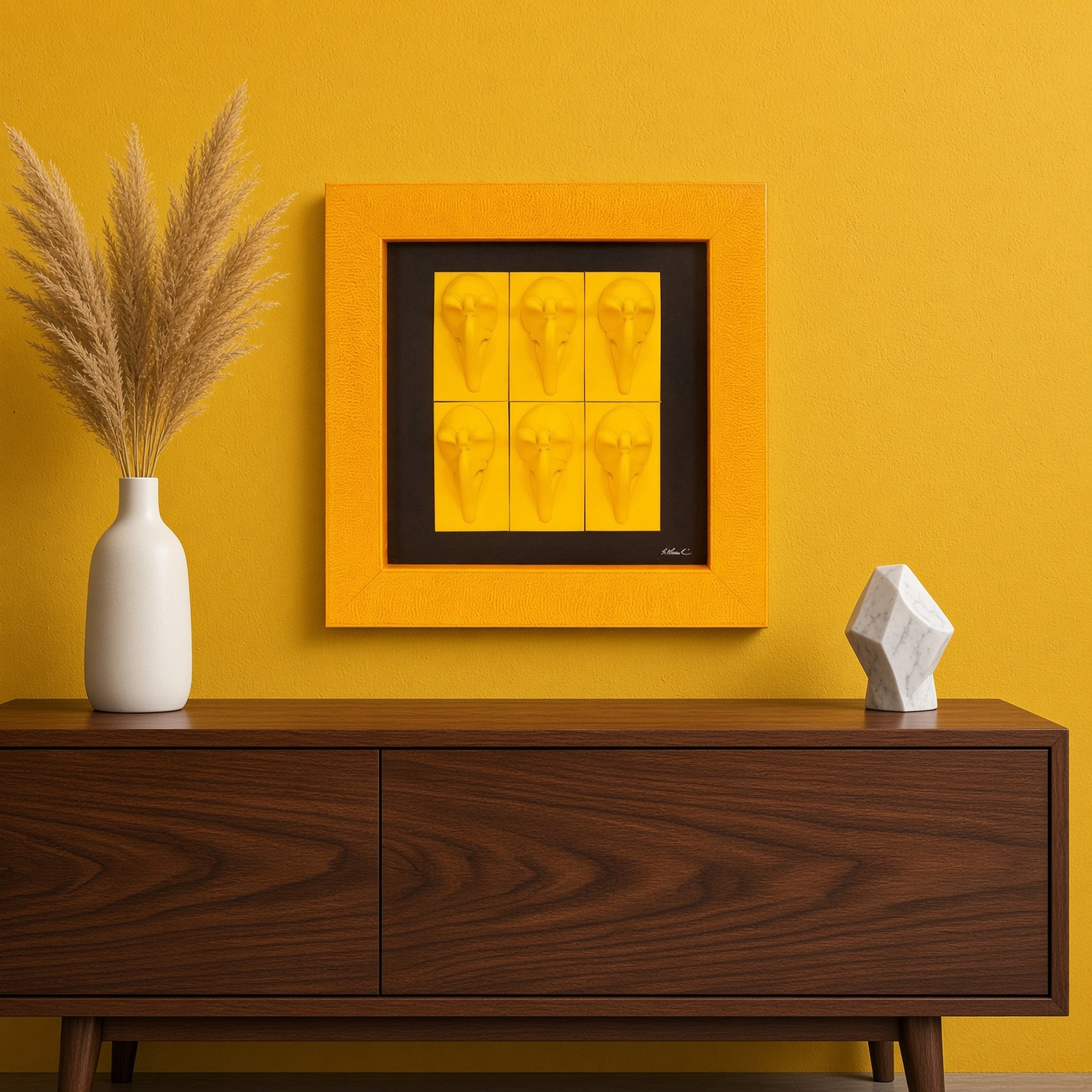 Quadro Pulcinella Monocrome Giallo 32,5x32,5