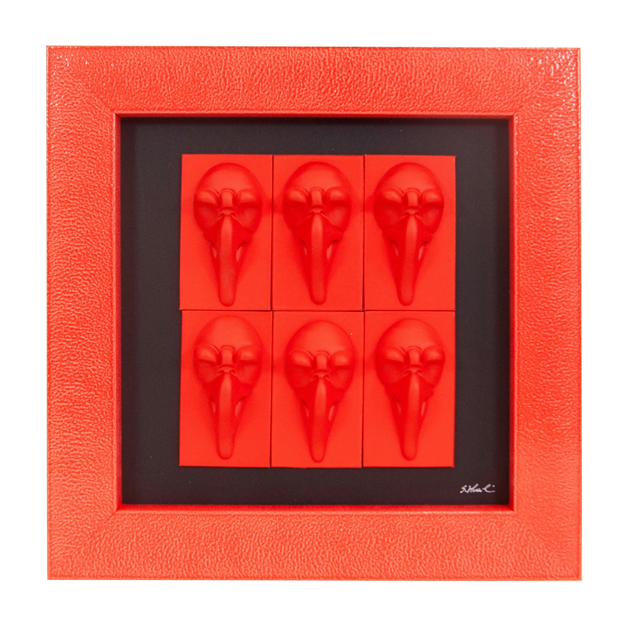 Quadro Pulcinella Monocrome Rosso 32,5x32,5