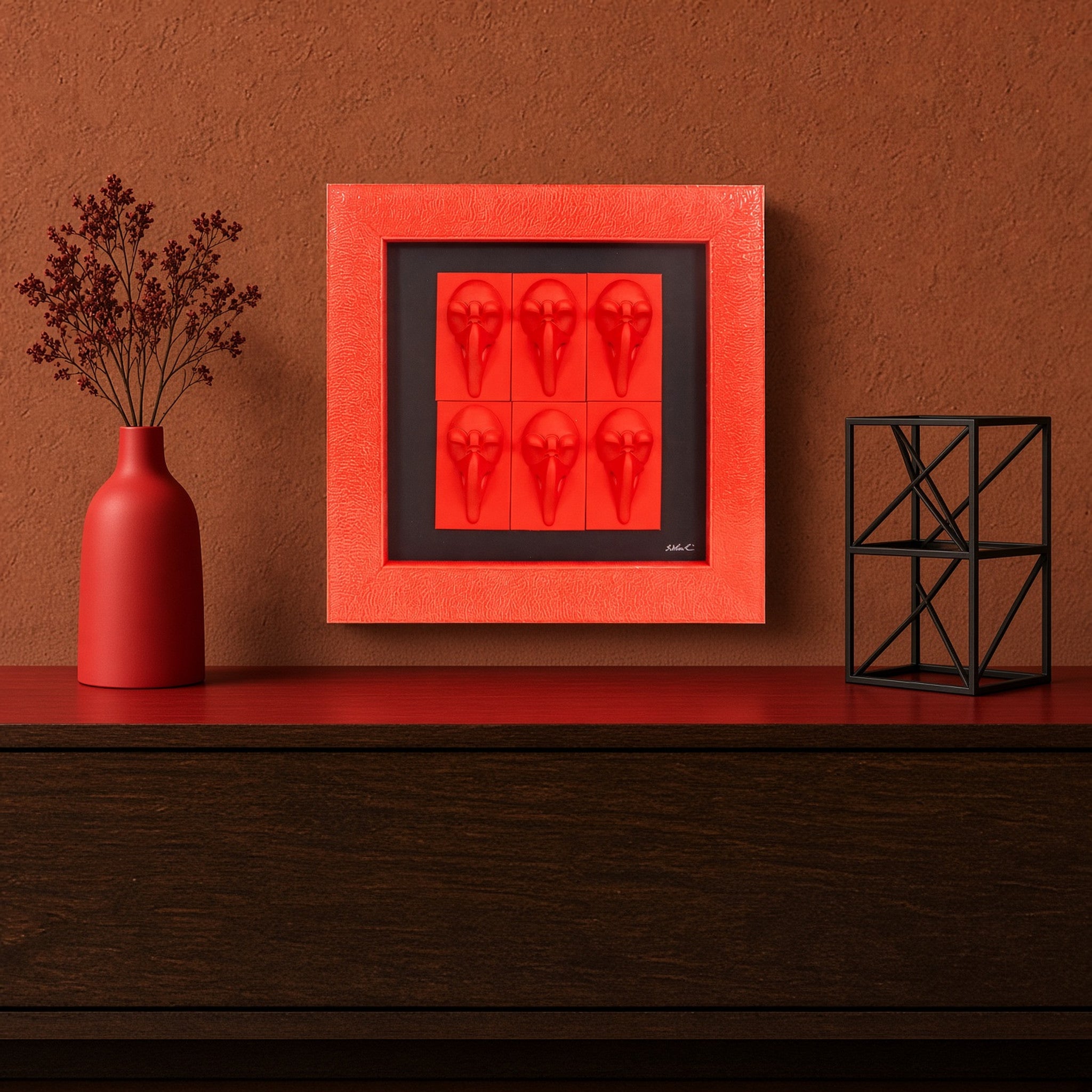 Quadro Pulcinella Monocrome Rosso 32,5x32,5