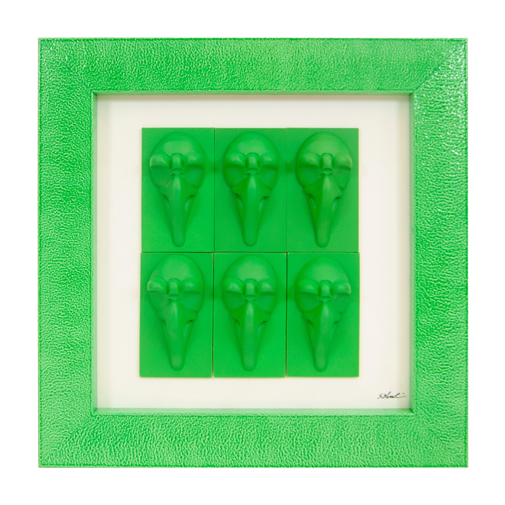 Quadro Pulcinella Monocrome Verde 32,5x32,5
