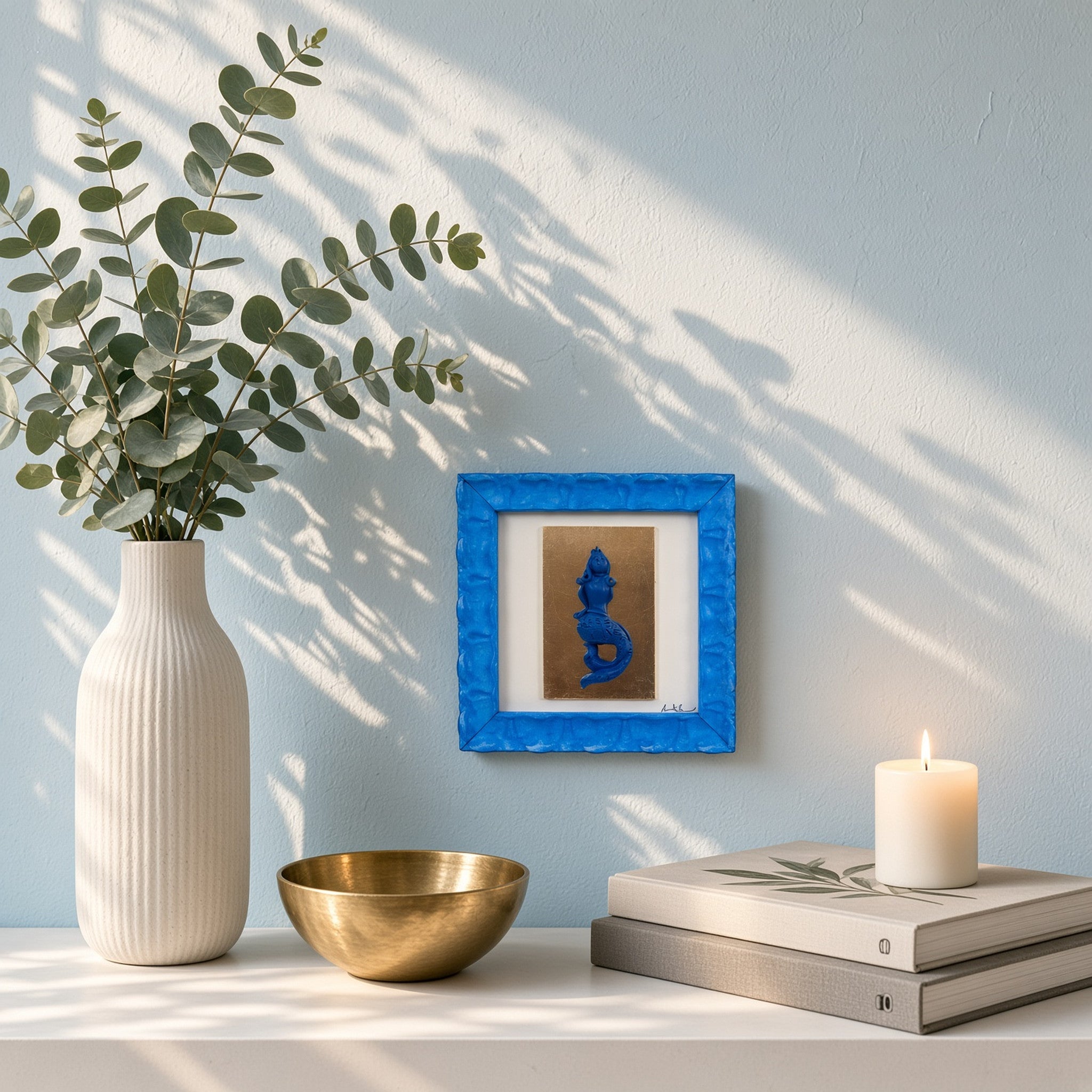 Quadro Sirena Monocrome Blu 19x19