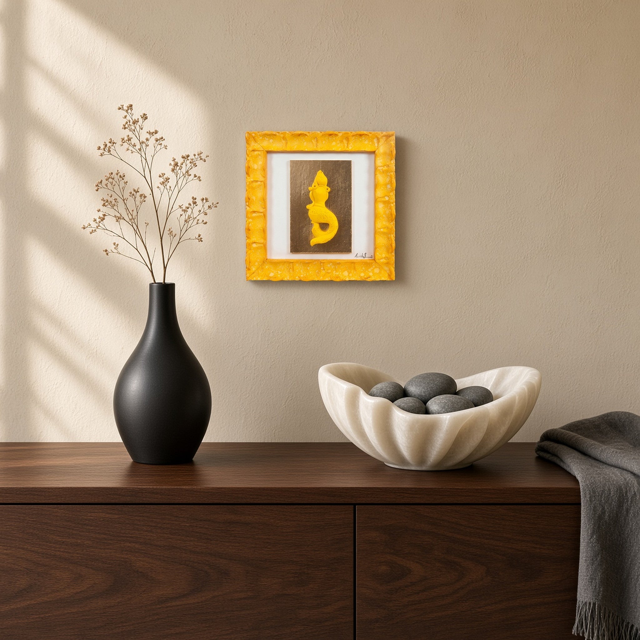 Quadro Sirena Monocrome Giallo 19x19