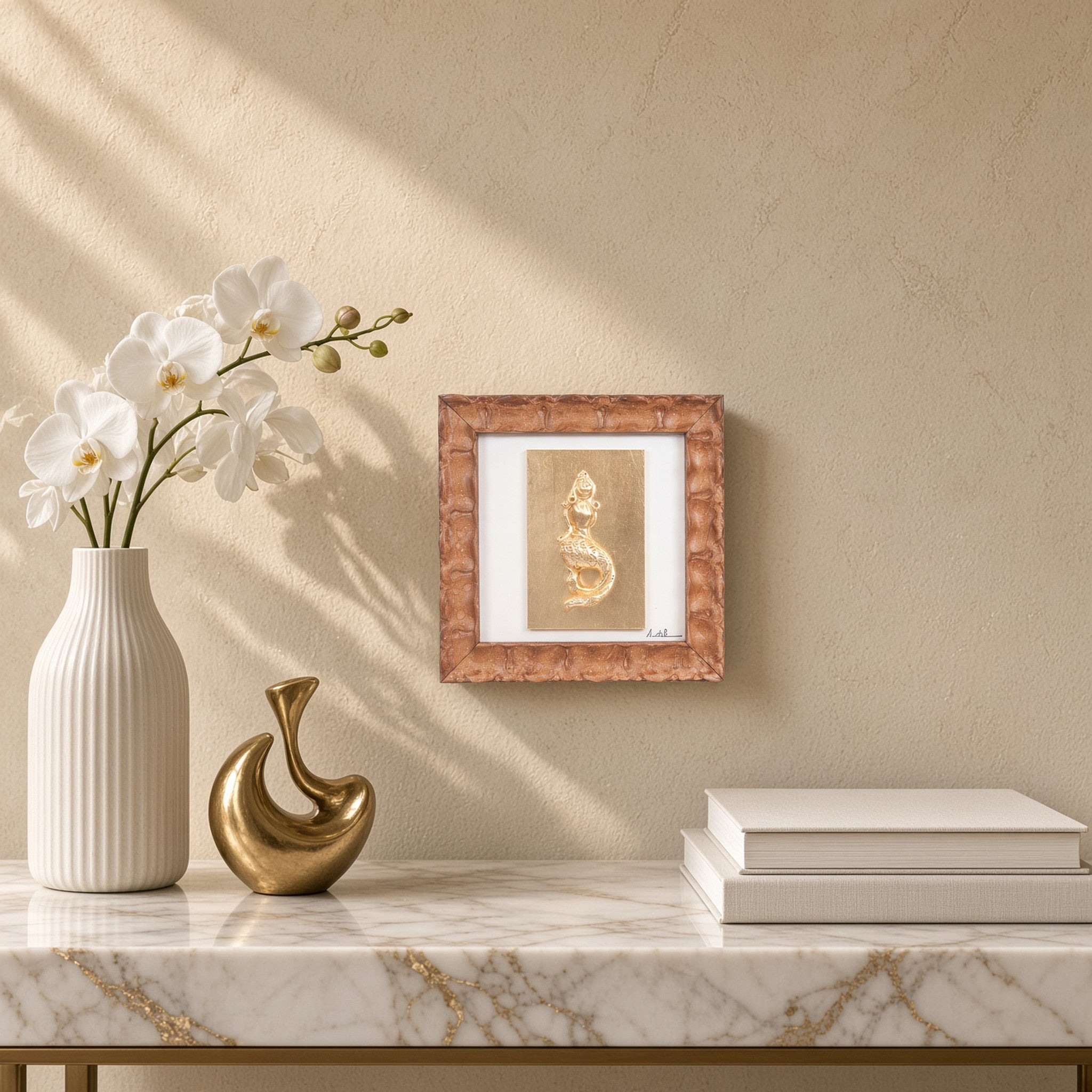 Quadro Sirena Oro Monocrome Marrone 19x19