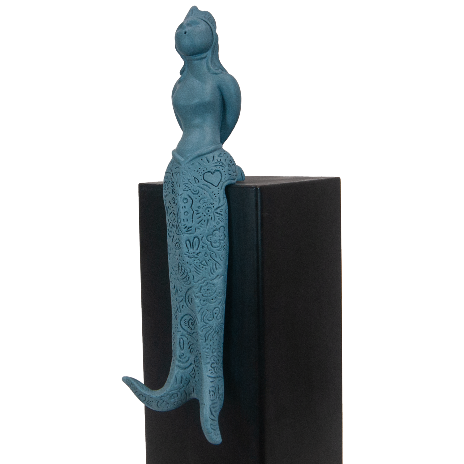 Regina Partenope - scultura in resina colorata azzurra della sirena Regina Partenope (vers. grande)