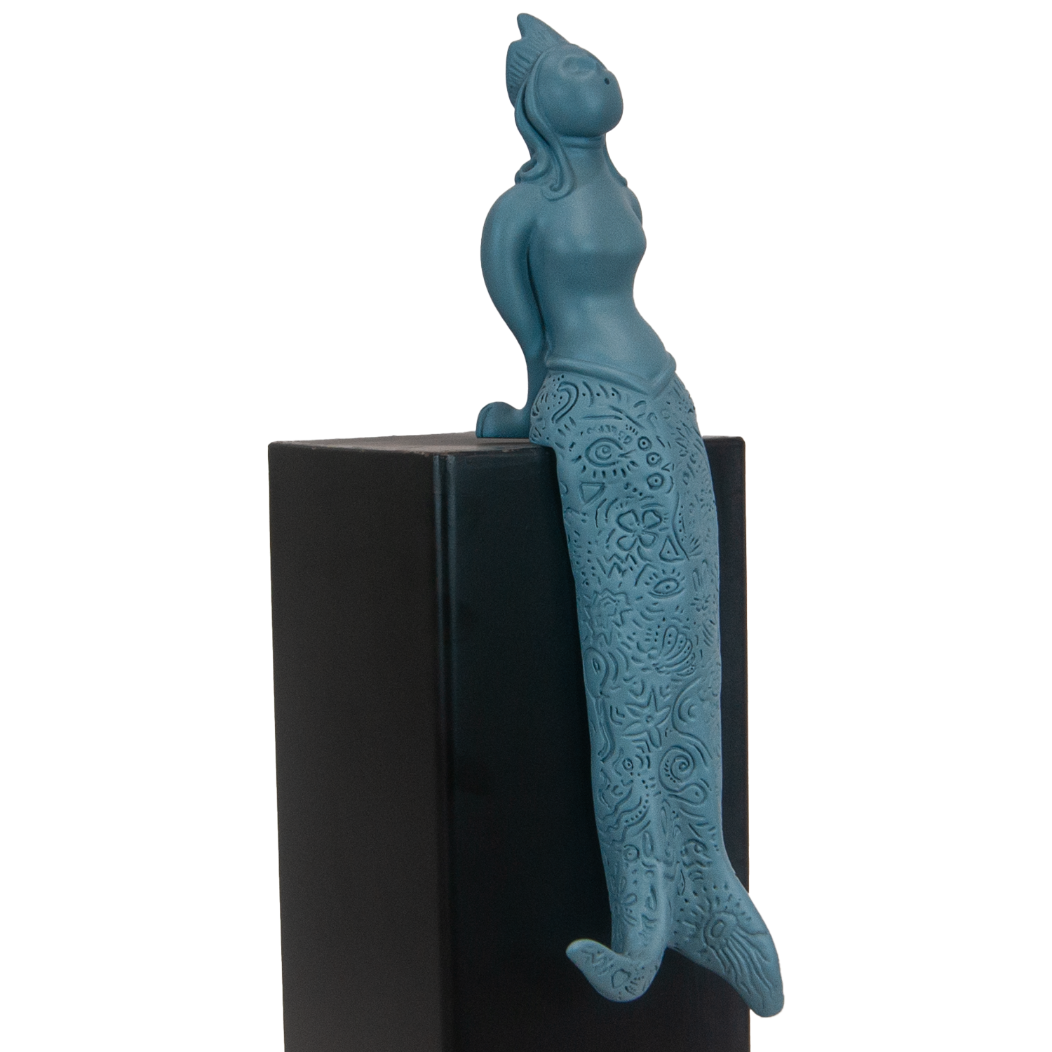 Regina Partenope - scultura in resina colorata azzurra della sirena Regina Partenope (vers. grande)