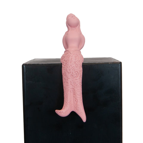 Regina Partenope - scultura in resina colorata rosa sirena Regina Partenope (vers. piccola)