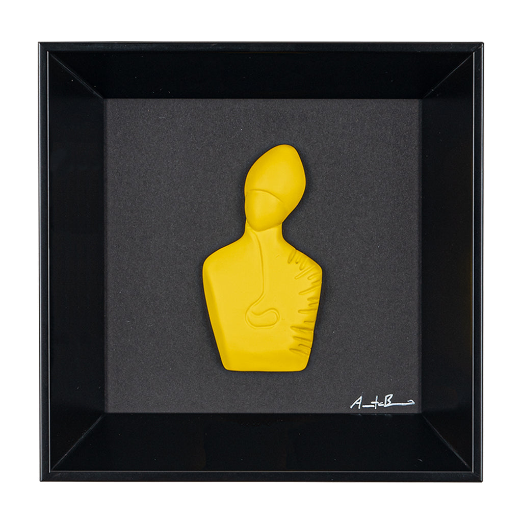 Il nuovo San Gennaro - scultura in resina colorata su quadro fondo nero (vers. 19x19)