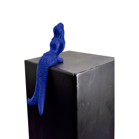 Regina Partenope - scultura in resina colorata blu della sirena Regina Partenope (vers. piccola)