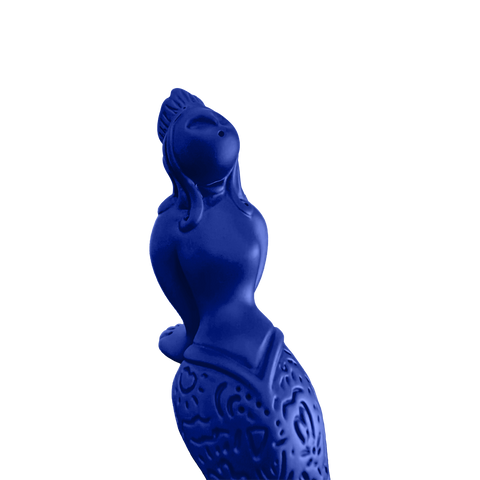 Regina Partenope - scultura in resina colorata blu della sirena Regina Partenope (vers. piccola)