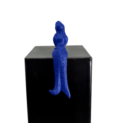 Regina Partenope - scultura in resina colorata blu della sirena Regina Partenope (vers. piccola)