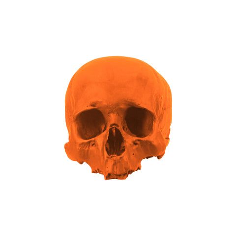 'E capuzzelle, il Culto delle Anime Pezzentelle - Teschi scultura in resina arancio opaca da 14cm