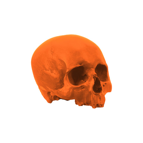 'E capuzzelle, il Culto delle Anime Pezzentelle - Teschi scultura in resina arancio opaca da 14cm