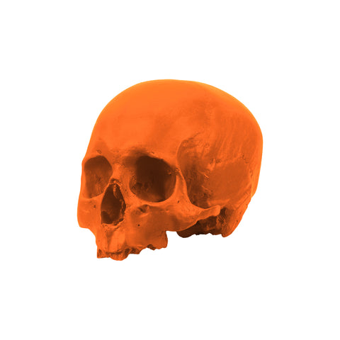 'E capuzzelle, il Culto delle Anime Pezzentelle - Teschi scultura in resina arancio opaca da 14cm