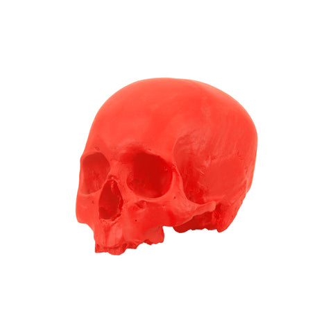 'E capuzzelle, il Culto delle Anime Pezzentelle - Teschi scultura in resina rossa fluo opaca da 14cm