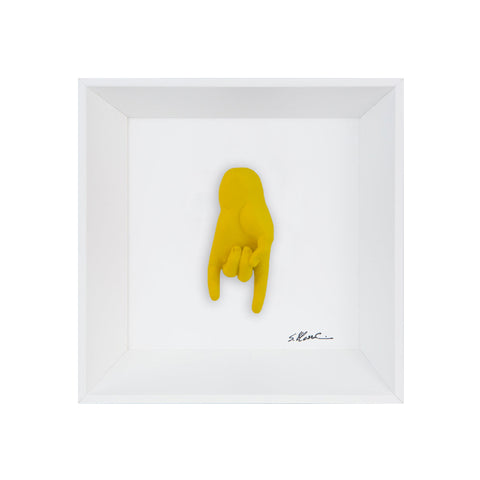 Tié tiè - the language of the hands with resin sculpture on a white background frame with an Italian handcrafted frame