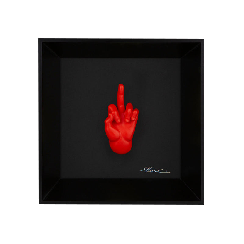 Ma Vafancul - the language of the hands with resin sculpture on a black background painting with an Italian handcrafted frame