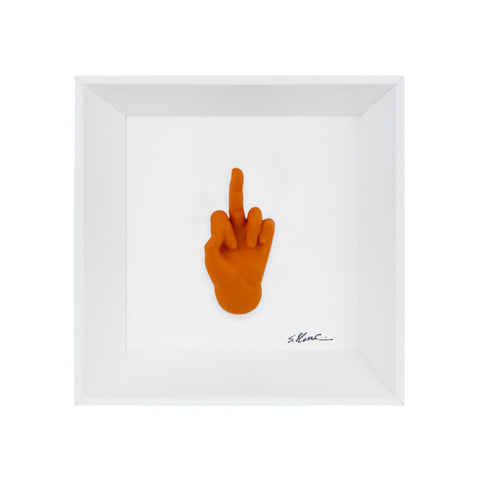 Ma Vafancul - the language of the hands with resin sculpture on a white background painting with an Italian handcrafted frame