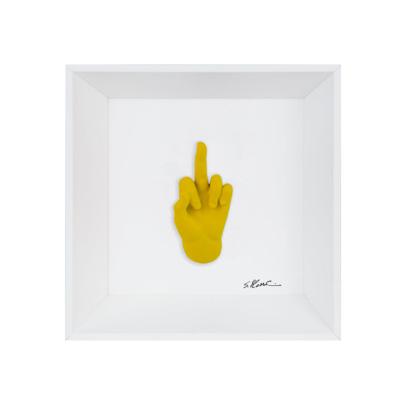 Ma Vafancul - the language of the hands with resin sculpture on a white background painting with an Italian handcrafted frame