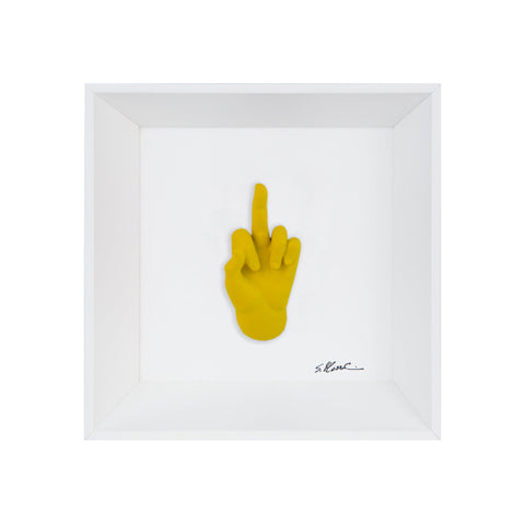 Ma Vafancul - il linguaggio delle mani con scultura in resina su quadro fondo bianco con cornice artigianale italiana