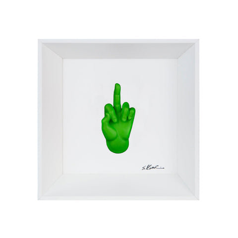 Ma Vafancul - il linguaggio delle mani con scultura in resina su quadro fondo bianco con cornice artigianale italiana