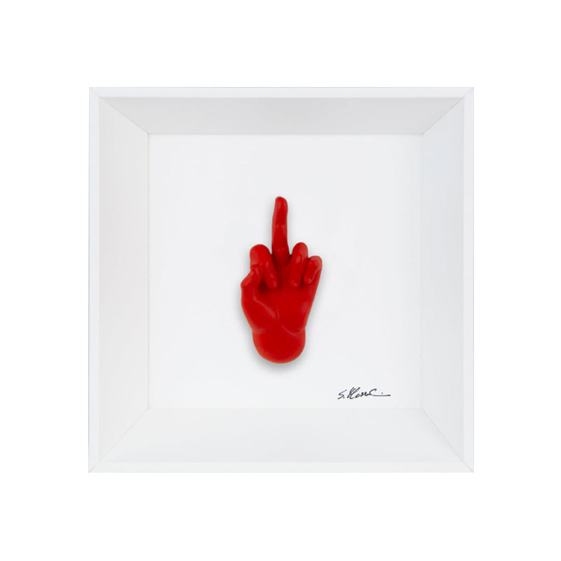 Ma Vafancul - the language of the hands with resin sculpture on a white background painting with an Italian handcrafted frame
