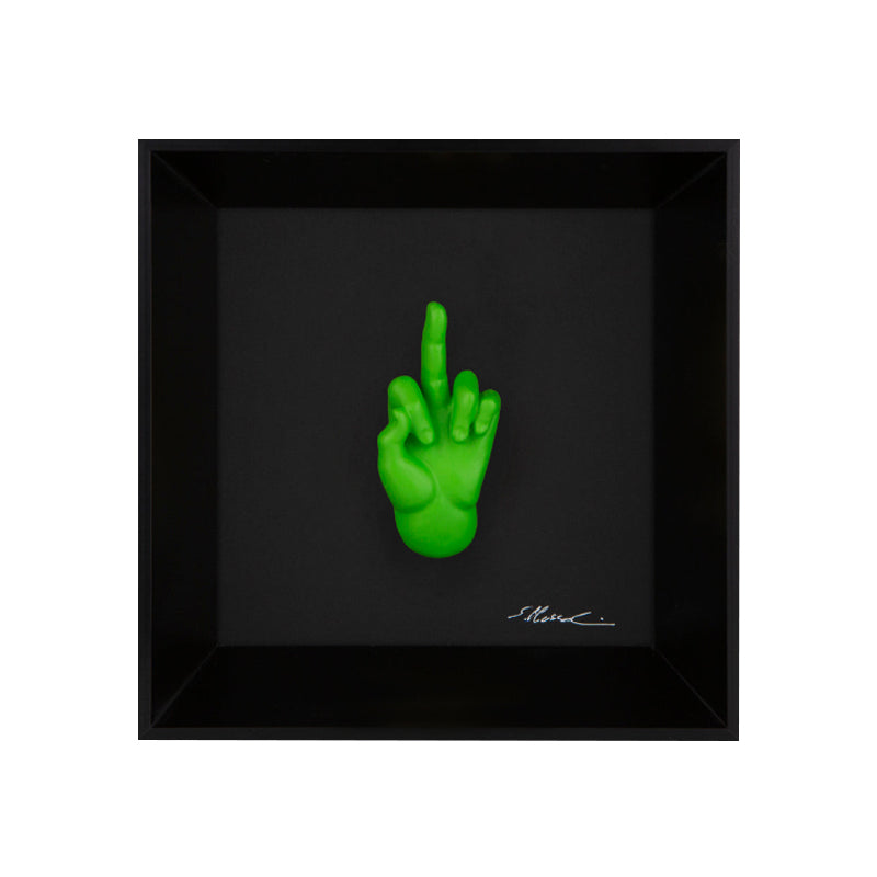Ma Vafancul - the language of the hands with resin sculpture on a black background painting with an Italian handcrafted frame