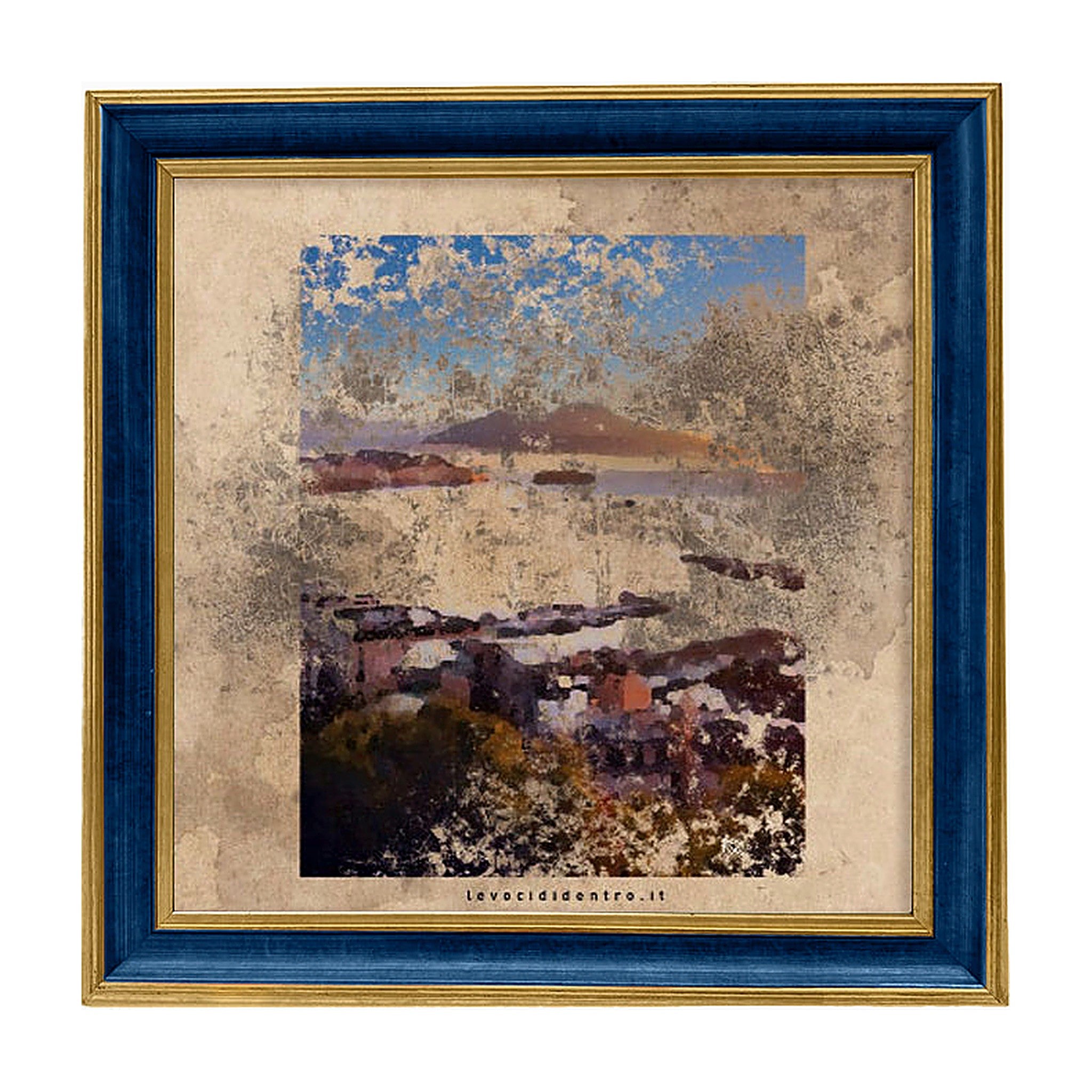 Vedi Napoli e poi muori - grafica d'autore sui simboli di Napoli con cornice artigianale italiana (35x35 cm)