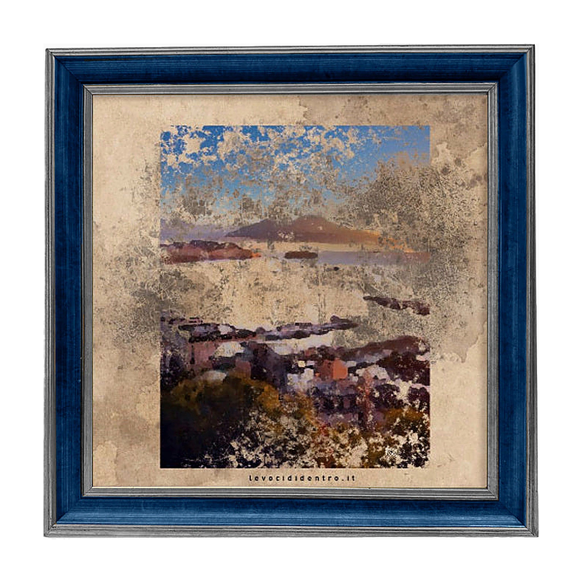 Vedi Napoli e poi muori - grafica d'autore sui simboli di Napoli con cornice artigianale italiana (35x35 cm)
