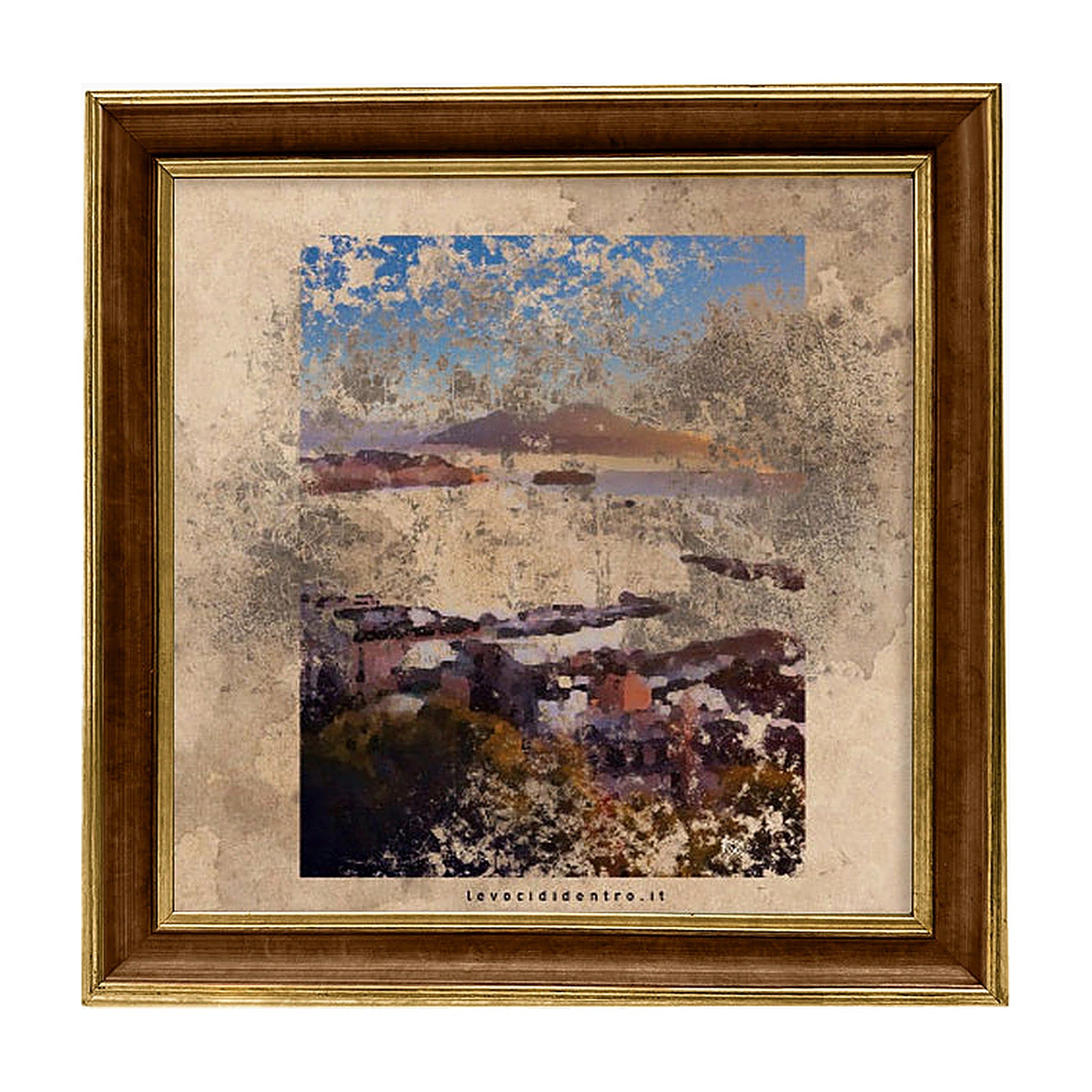 Vedi Napoli e poi muori - grafica d'autore sui simboli di Napoli con cornice artigianale italiana (35x35 cm)