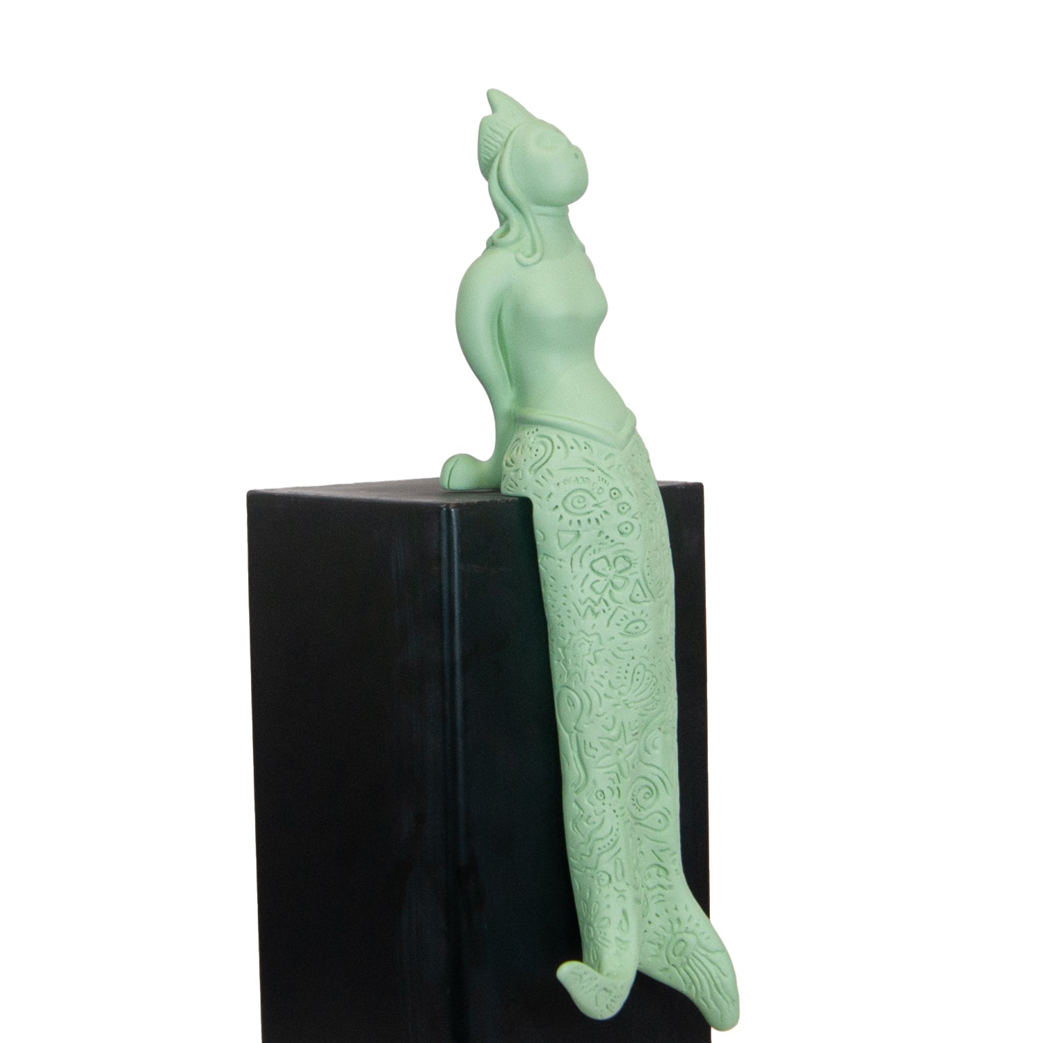 Regina Partenope - scultura in resina colorata verde sirena Regina Partenope (vers. grande)