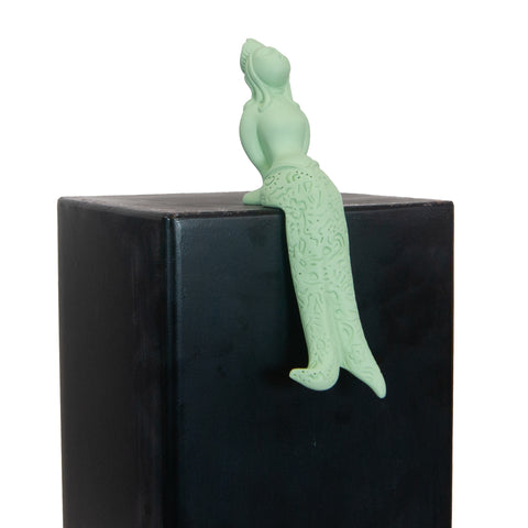 Regina Partenope - scultura in resina colorata verde sirena Regina Partenope (vers. piccola)