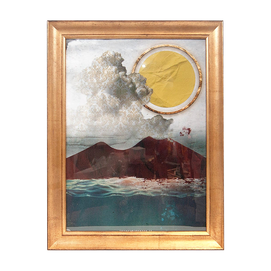 Vesuvius, my land - author's graphics on the symbols of Naples with an Italian handcrafted frame
