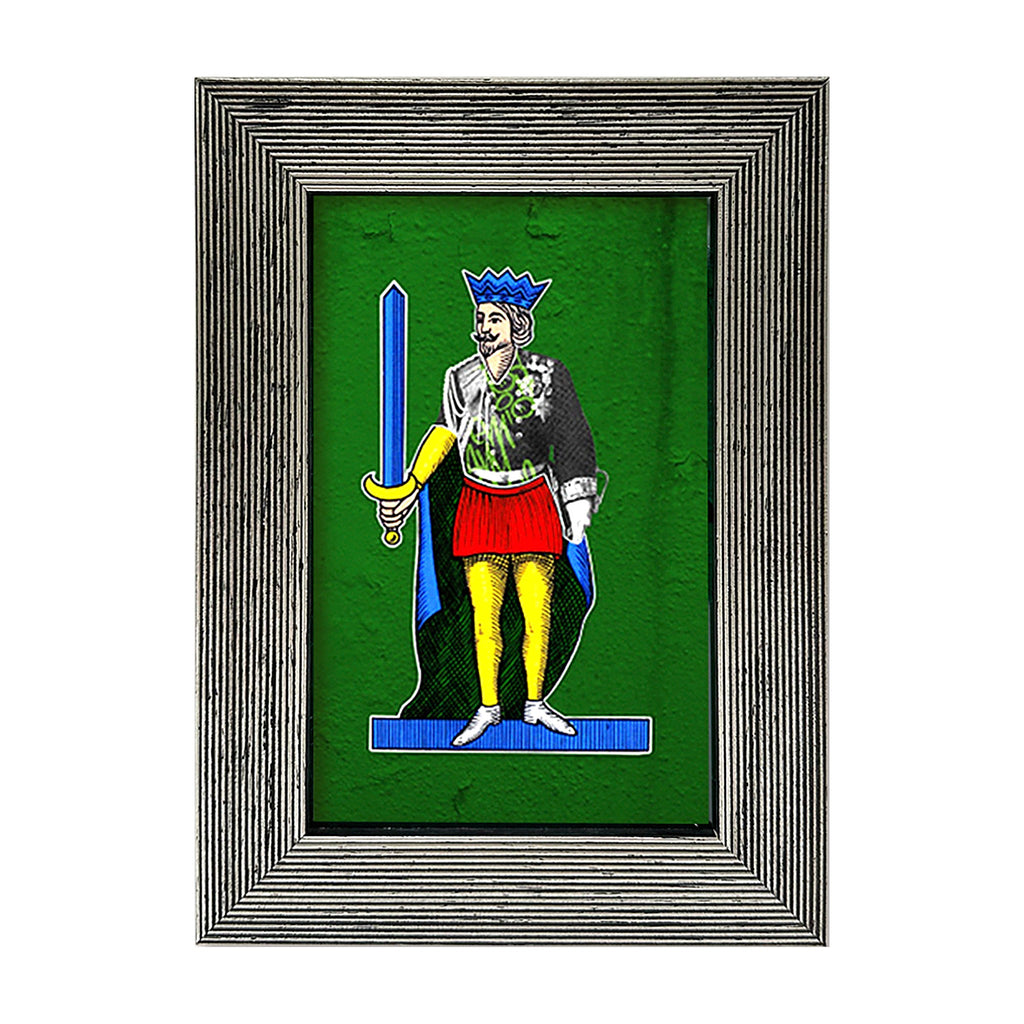 Vittorio Emanuele II, the 10 of Swords - Spacc 'o Mazz, author graphics on the Kings of Naples with an Italian handcrafted frame