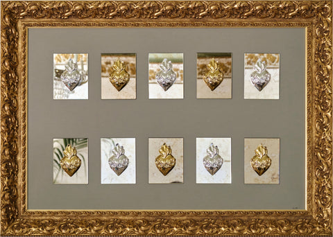 Hearts of Jesus - picture with resin sculptures with Italian handcrafted frame