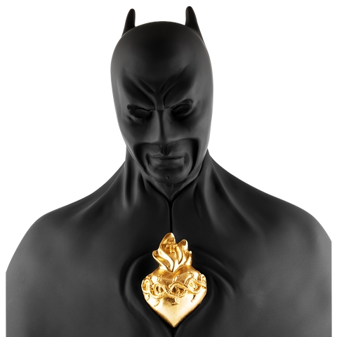 Batman - opaque resin sculpture with the sacred heart of Jesus