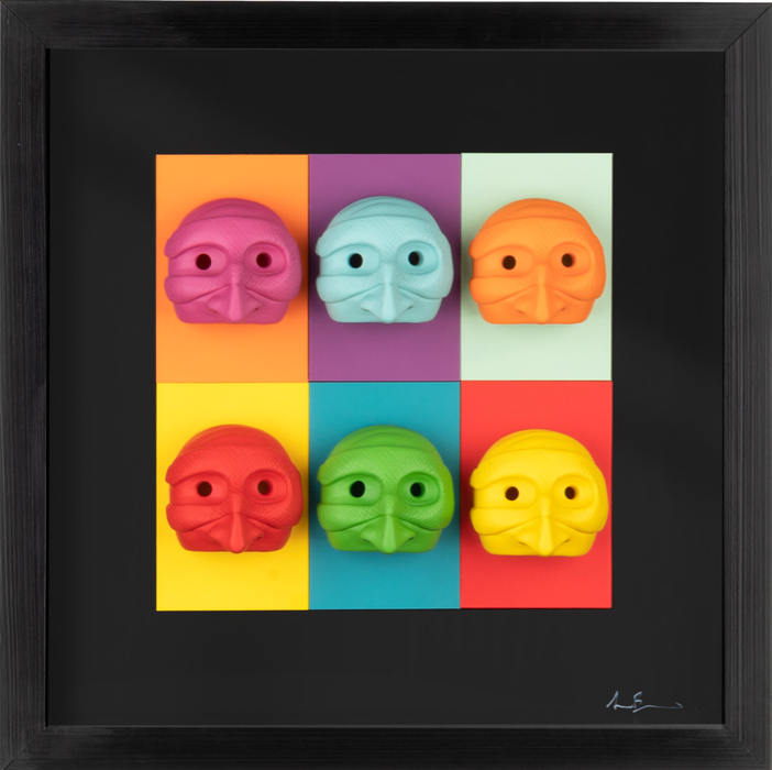 Pulcimhen Army - We have a dream in our hearts, painting with sculptures in colored resin and Italian handcrafted frame