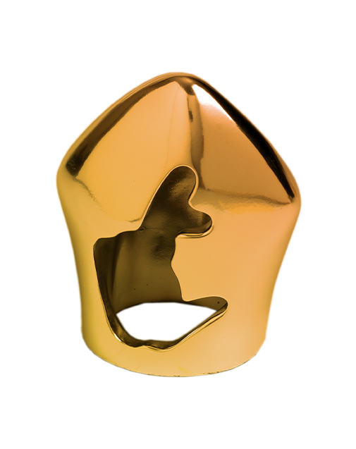 Gestus – sculpture in chromed resin of the miter of San Gennaro (ver. 13 cm) in partnership with the Academy of Fine Arts of Naples